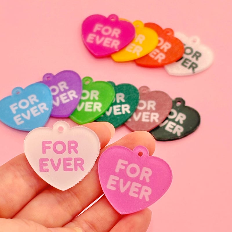 ハート チャーム for ever 12個 アクリルチャーム ☆ハンドメイド
