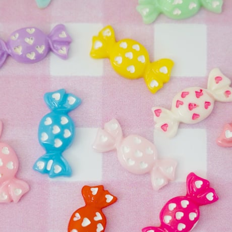 ミニ キャンディ ハート 10個 ☆ハンドメイド☆パーツ☆素材☆キッズアクセサリー☆かわいい☆ゆめかわいい☆パステル