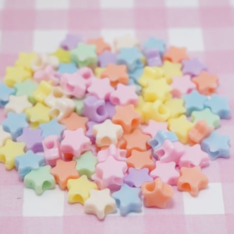 パステル お星さま ビーズ ヘアゴム 30個 ☆ハンドメイド☆パーツ☆素材☆キッズアクセサリー☆かわいい☆ゆめかわいい☆パステル☆ファンシーぷらんたん