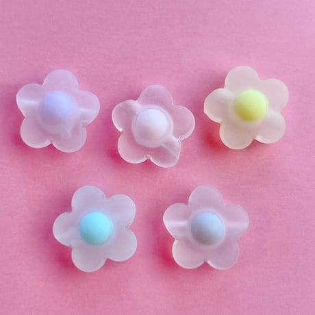 フロスト パステル フラワー ビーズ ヘアゴム 10個☆ハンドメイド☆パーツ☆素材☆キッズアクセサリー☆かわいい☆ゆめかわいい☆パステル☆
