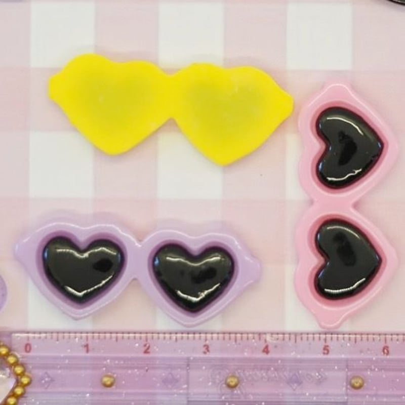 ハート サングラス デコパーツ 10個☆ハンドメイド☆パーツ☆素材