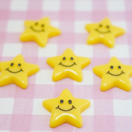 BIC 星 スマイル デコパーツ 6個 ☆ハンドメイド☆パーツ☆素材☆キッズアクセサリー☆かわいい☆ゆめかわいい☆パステル