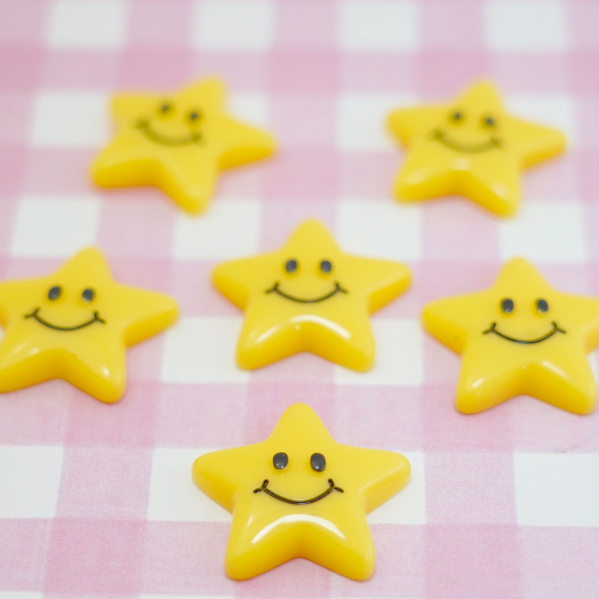 BIC 星 スマイル デコパーツ 6個 ☆ハンドメイド☆パーツ☆素材