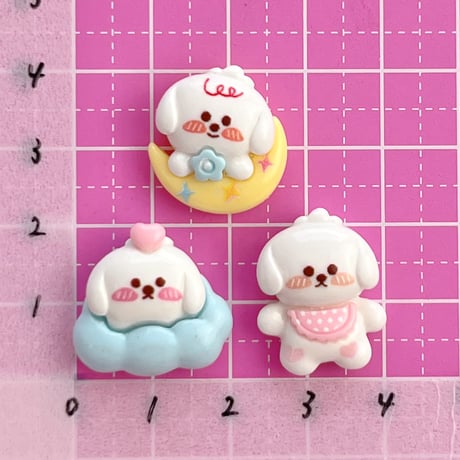 BABY ワンちゃん  デコパーツ ６個 ☆ハンドメイド☆デコパーツ☆素材☆キッズアクセサリー☆かわいい☆ゆめかわいい☆パステル