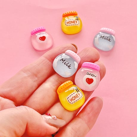ジャムポット デコパーツ 6個 ☆ハンドメイド☆パーツ☆素材☆キッズアクセサリー☆かわいい☆ゆめかわいい☆パステル