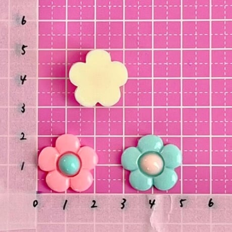 パステル フラワー デコパーツ 10個☆ハンドメイド☆パーツ☆素材☆キッズアクセサリー☆かわいい☆ゆめかわいい☆パステル