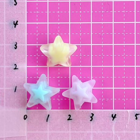 フロスト パステル スター ビーズ ヘアゴム 10個☆ハンドメイド☆パーツ☆素材☆キッズアクセサリー☆かわいい☆ゆめかわいい☆パステル☆