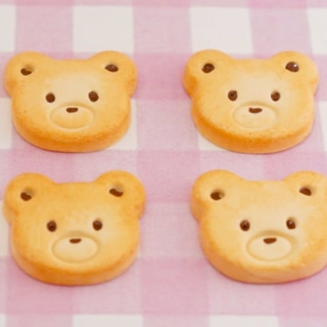 くまさんクッキー デコパーツ 4個  ☆ハンドメイド☆パーツ☆資材☆キッズアクセサリー☆かわいい☆ゆめかわいい☆パステル☆