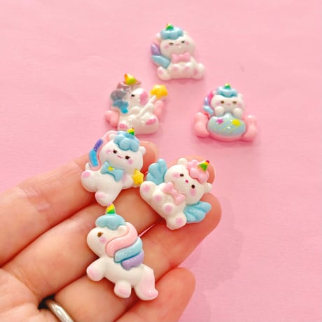 ユニコーン  ミックス 6個 デコパーツ ☆ ハンドメイド☆パーツ☆素材☆キッズアクセサリー☆かわいい☆ゆめかわいい☆パステル☆