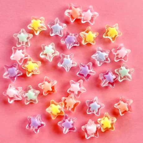 クリア お星さま ゼリー ビーズ ミニ 30個☆ハンドメイド☆パーツ☆素材☆キッズアクセサリー☆かわいい☆ゆめかわいい☆パステル☆