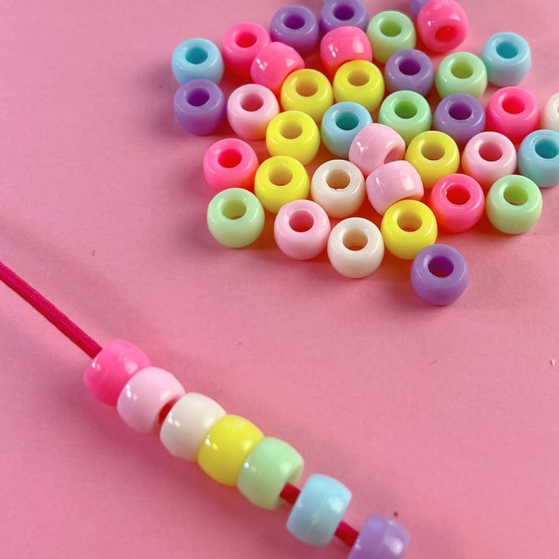 パステル ポニー ビーズ ヘアゴム 50個☆ハンドメイド☆パーツ☆素材