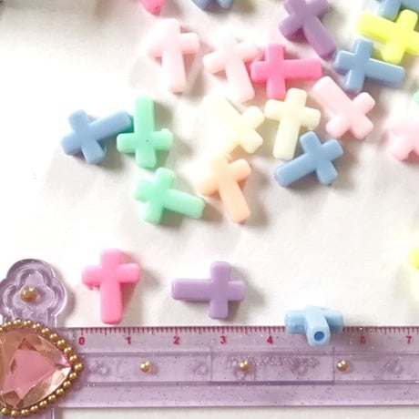アクリルビーズ クロス 20個☆ハンドメイド☆パーツ☆素材☆キッズアクセサリー☆かわいい☆ゆめかわいい☆パステル☆218