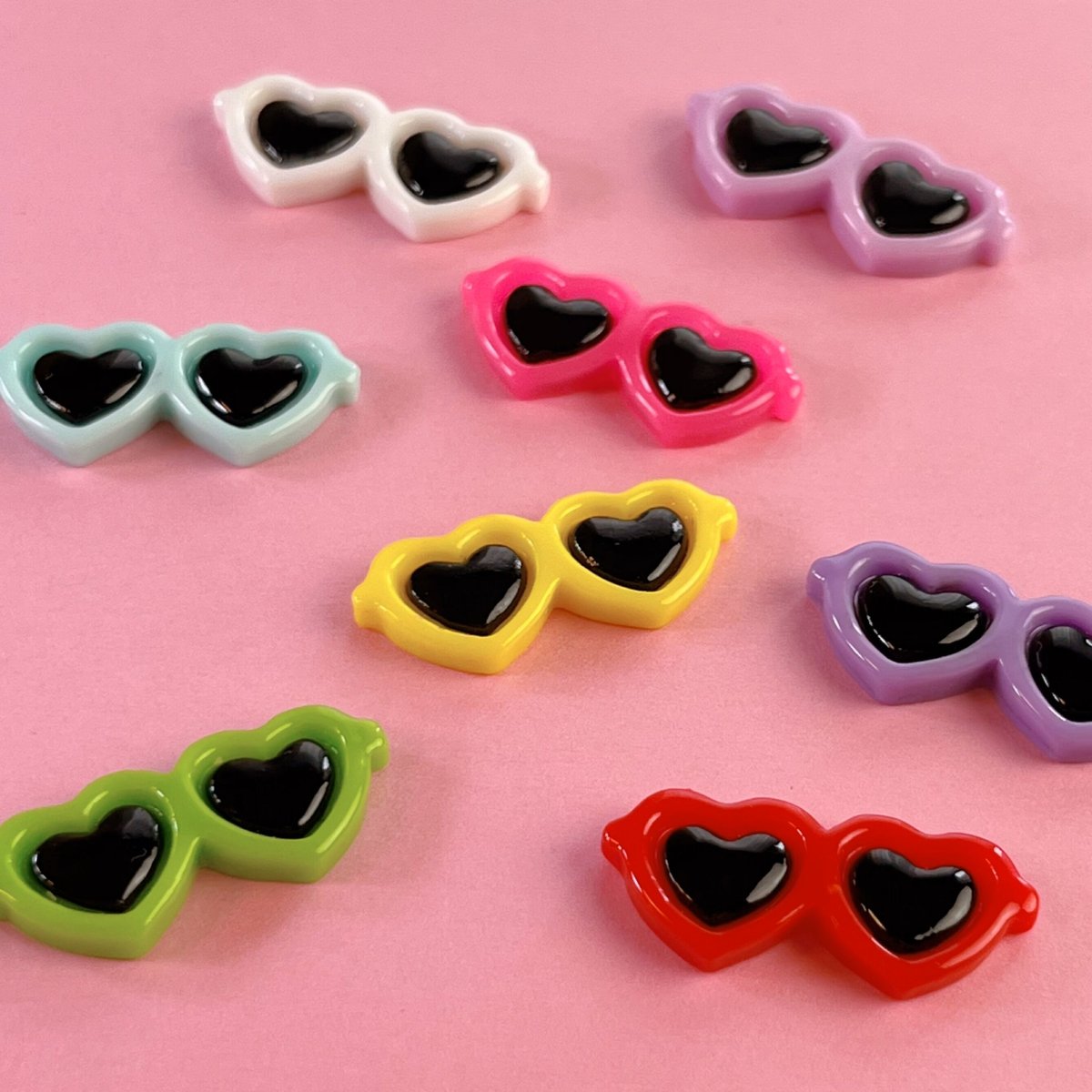 ミニ ハート サングラス デコパーツ 8個☆ハンドメイド☆パーツ☆素材