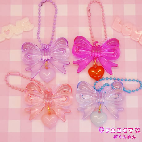 BIG クリア リボンチャーム 8個☆ハンドメイド☆パーツ☆素材☆キッズアクセサリー☆かわいい☆ゆめかわいい☆パステル☆
