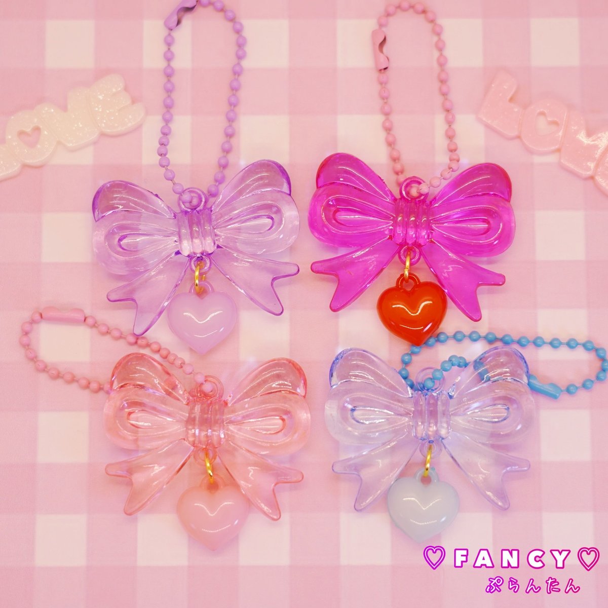 BIG クリア リボンチャーム 8個☆ハンドメイド☆パーツ☆素材☆キッズ