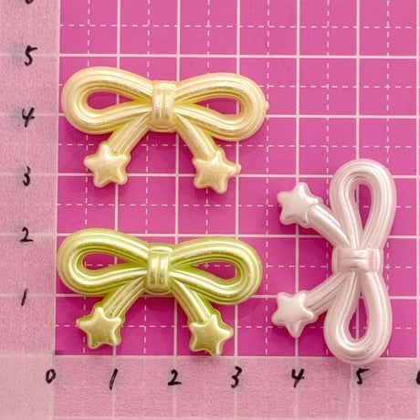 大穴ビーズ オーロラ 星 リボン 8個 ビーズ ☆カスタムボールペン☆ハンドメイド☆パーツ☆素材☆キッズアクセサリー☆かわいい☆ゆめかわいい☆パステル☆
