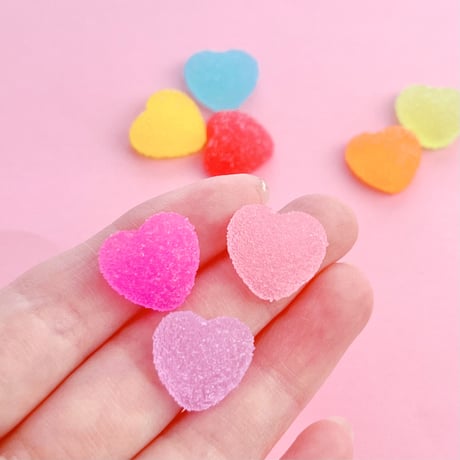 ハート  シュガーグミ デコパーツ 8個 ☆ハンドメイド☆デコパーツ☆素材☆キッズアクセサリー☆かわいい☆ゆめかわいい☆パステル