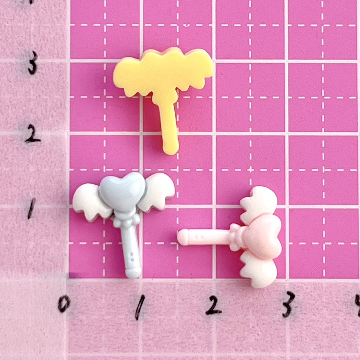 ミニ ハート 羽 ステッキ デコパーツ 5個 ☆ ハンドメイド☆パーツ