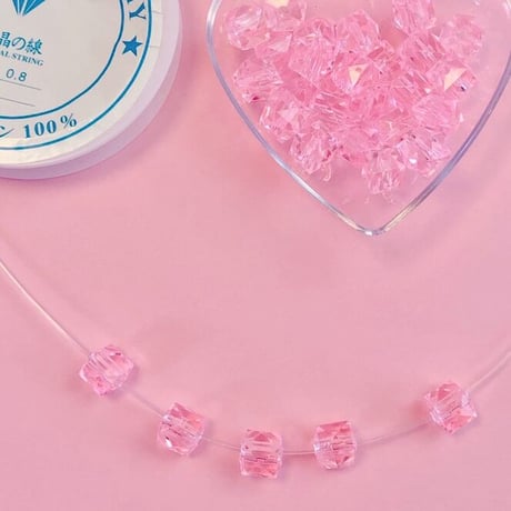 キューブカット ビーズ ピンク 30個 ☆ハンドメイド☆パーツ☆素材☆キッズアクセサリー☆かわいい☆ゆめかわいい☆パステル☆