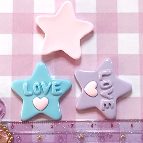 LOVE 星 デコパーツ  8個☆ハンドメイド☆パーツ☆素材☆キッズアクセサリー☆かわいい☆ゆめかわいい☆パステル☆