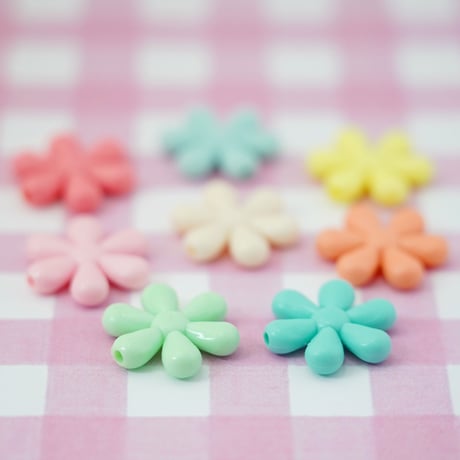 パステル レトロ フラワー ビーズ 20個 ☆ハンドメイド☆パーツ☆素材☆キッズアクセサリー☆かわいい☆ゆめかわいい☆パステル☆ファンシーぷらんたん