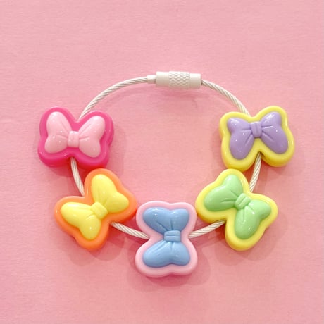 大穴ビーズ リボン 5個☆カスタムボールペン☆ハンドメイド☆パーツ☆素材☆キッズアクセサリー☆かわいい☆ゆめかわいい☆パステル☆
