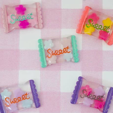 sweet キャンディ フラワー 5個 ☆ハンドメイド☆パーツ☆素材☆キッズアクセサリー☆かわいい☆ゆめかわいい☆パステル