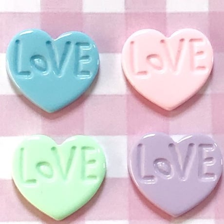 LOVE ハート デコパーツ  8個☆ハンドメイド☆パーツ☆素材☆キッズアクセサリー☆かわいい☆ゆめかわいい☆パステル☆