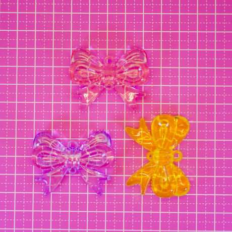 BIG クリア リボンチャーム 8個☆ハンドメイド☆パーツ☆素材☆キッズアクセサリー☆かわいい☆ゆめかわいい☆パステル☆