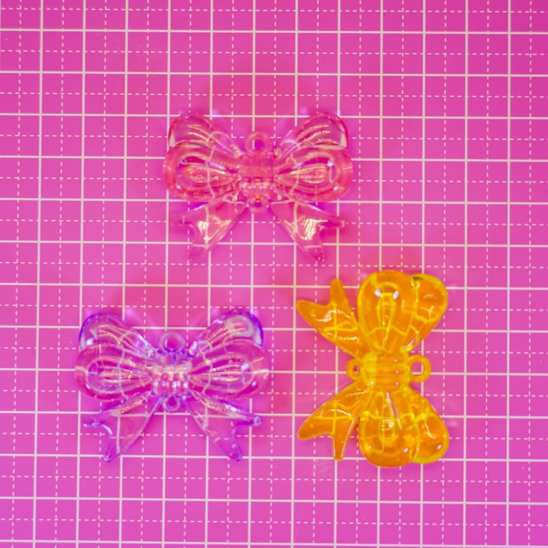 BIG クリア リボンチャーム 8個☆ハンドメイド☆パーツ☆素材☆キッズ