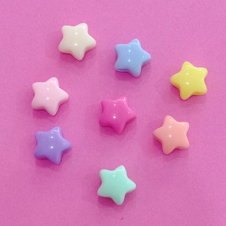 大穴ビーズ パステル 星 8個 ビーズ ☆カスタムボールペン☆ハンドメイド☆パーツ☆素材☆キッズアクセサリー☆かわいい☆ゆめかわいい☆パステル☆