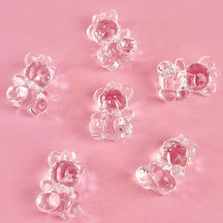 ミニ 立体 くま 透明 チャーム 10個 ☆ハンドメイド☆パーツ☆素材☆キッズアクセサリー☆かわいい☆ゆめかわいい☆パステル☆