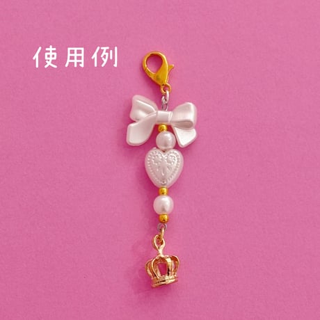 ミニ パール リボン結び ビーズ クロス 10個  ☆ハンドメイド☆パーツ☆素材☆ビーズ☆かわいい☆ビーズキーホルダー☆ビーズアクセサリー