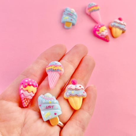 アイスクリーム MIX デコパーツ 8個☆ハンドメイド☆パーツ☆素材☆キッズアクセサリー☆かわいい☆ゆめかわいい☆パステル