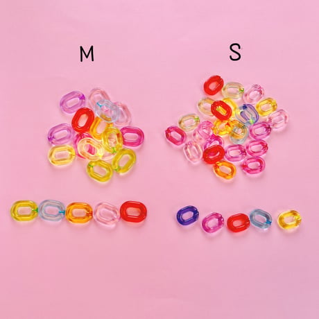 クリア  チェーン リング S 30個☆ハンドメイド☆パーツ☆素材☆キッズアクセサリー☆かわいい☆ゆめかわいい☆パステル☆ファンシーぷらんたん