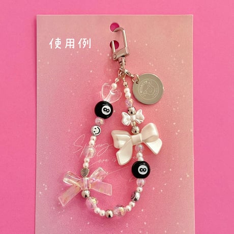 パール リボン結び ビーズ クロス 8個  ☆ハンドメイド☆パーツ☆素材☆ビーズ☆かわいい☆ビーズキーホルダー☆ビーズアクセサリー