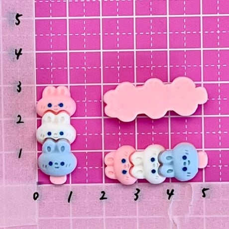 お団子うさぎ デコパーツ 6個  ☆ハンドメイド☆パーツ☆資材☆キッズアクセサリー☆かわいい☆ゆめかわいい☆パステル☆