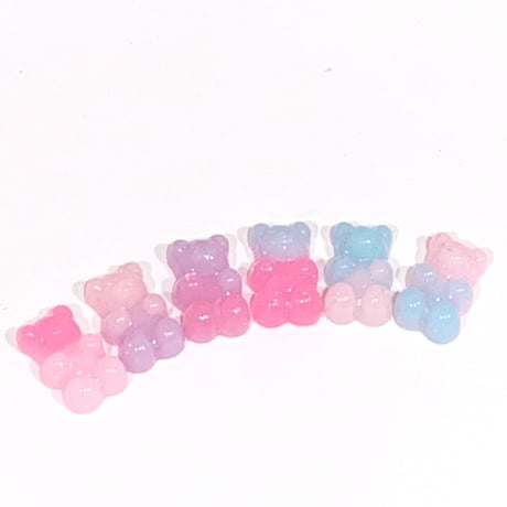 グラデーション くまさん グミ デコパーツ 20個 ☆ハンドメイド☆パーツ☆素材☆キッズアクセサリー☆かわいい☆ゆめかわいい☆パステル