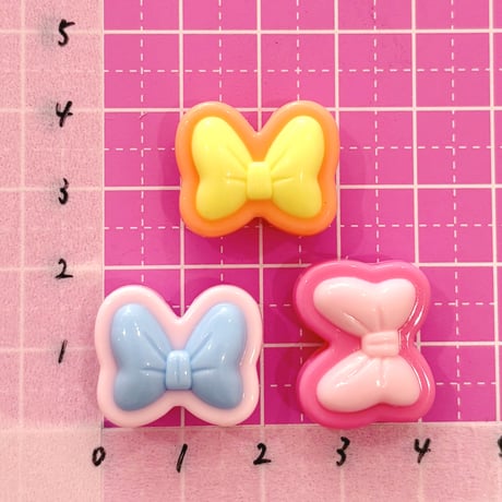 大穴ビーズ リボン 5個☆カスタムボールペン☆ハンドメイド☆パーツ☆素材☆キッズアクセサリー☆かわいい☆ゆめかわいい☆パステル☆