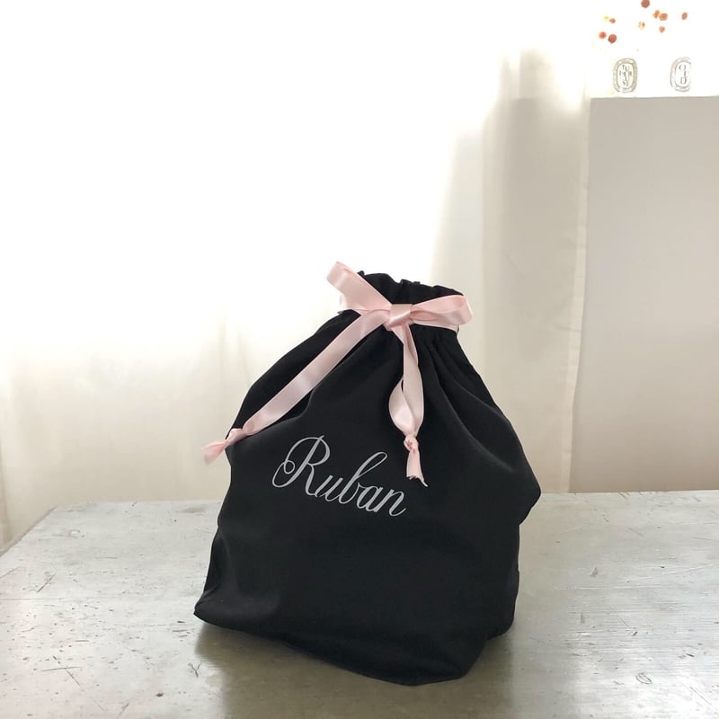Rubanのマチつき巾着（リボン：ピンク） | MARBLE & Co.