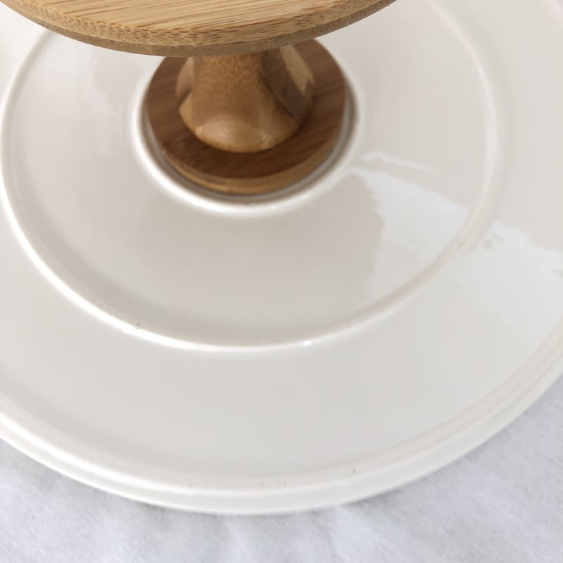 新品 未使用 ケーキスタンド 陶器 木と陶器のケーキスタンド | MARBLE & Co.