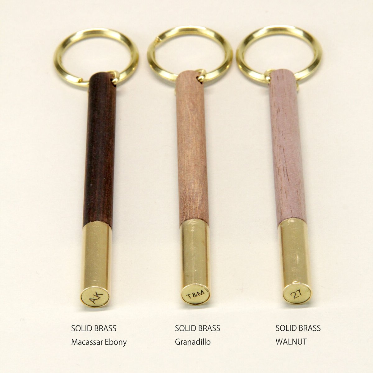 BRASS-WOOD ROOM KEY HOLDER FREE NO. (SOLID文字彫刻タ