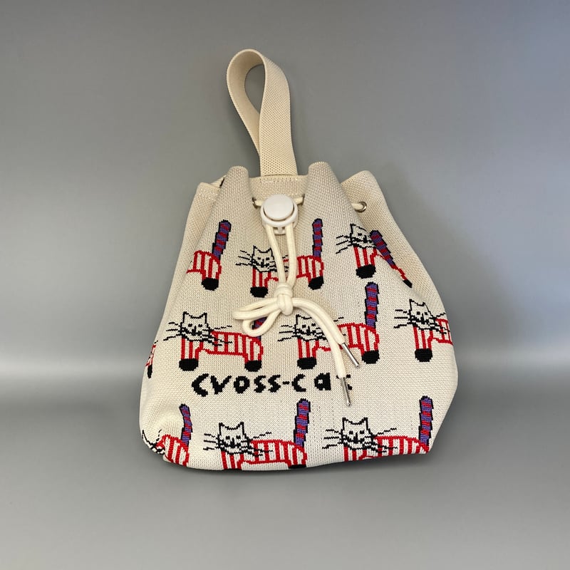 しましま探検隊のニット巾着バッグ | ooami-knit