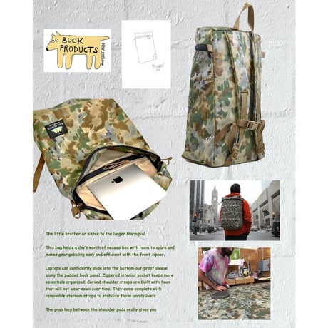 BUCK PRODUCTS MARSUPIALS  COVERT CAMO バックプロダクツ ミニ マースピアル  ハンドメイド バックパック  リュック (L）