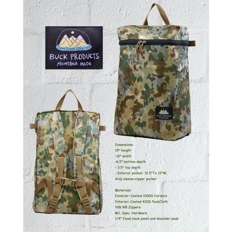 BUCK PRODUCTS MARSUPIALS  COVERT CAMO バックプロダクツ ミニ マースピアル  ハンドメイド バックパック  リュック (L）