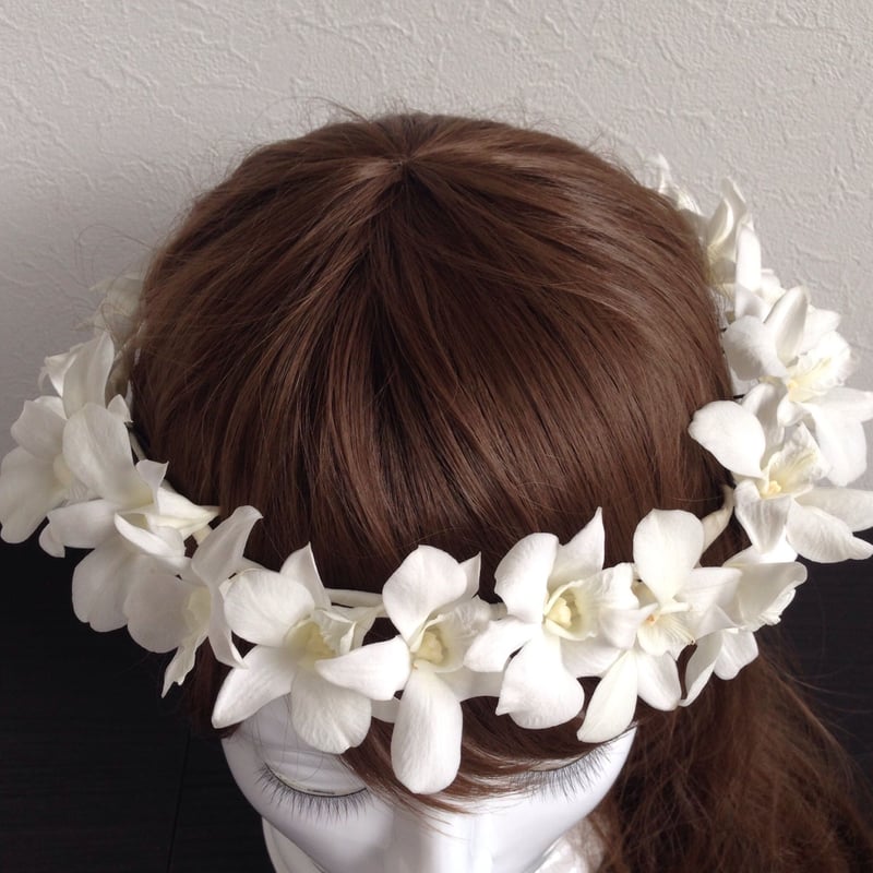 プリザーブドフラワー 花冠 デンファレ | 【フラワー装飾技能士  