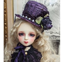 ドールサイズ　麦わらヘッドドレス　紫