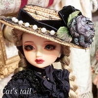 ドールハット　フランス製レース&布花　小サイズ