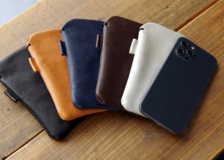 《LIONA》本革レザースリーブケース Large iPhone・Android対応（iPhone17 Pro Max / 16 Plus 等） スマホケース《5colors》