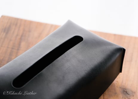 一点限り《RIVER》レザーティッシュボックスケース　Black  le090